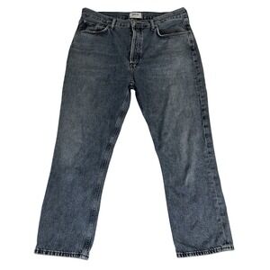 AGOLDE Riley High Rise Straight Crop Jeans in Fade Button Fly Denim - Size 31
